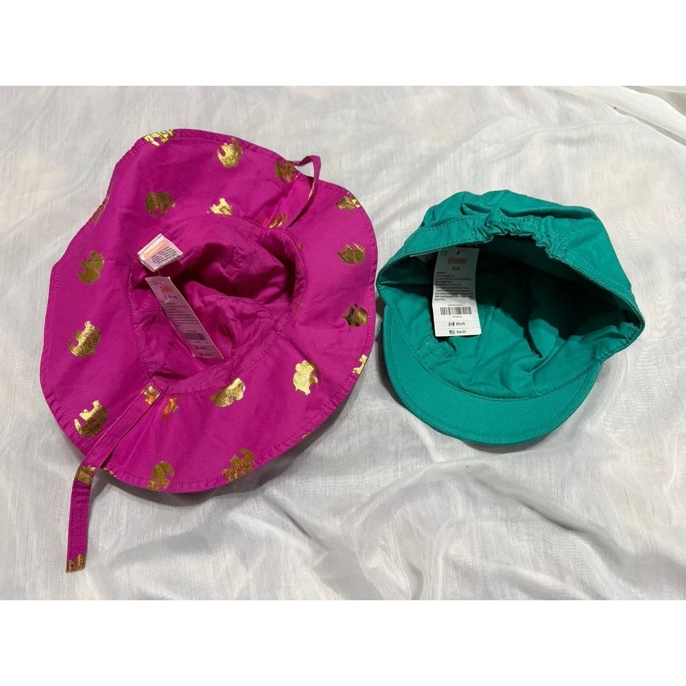 Lot of 2 Gymboree Girls Hat NWT 12-24 mo 2T 3T Teal Pink Elephants Baby Toddler